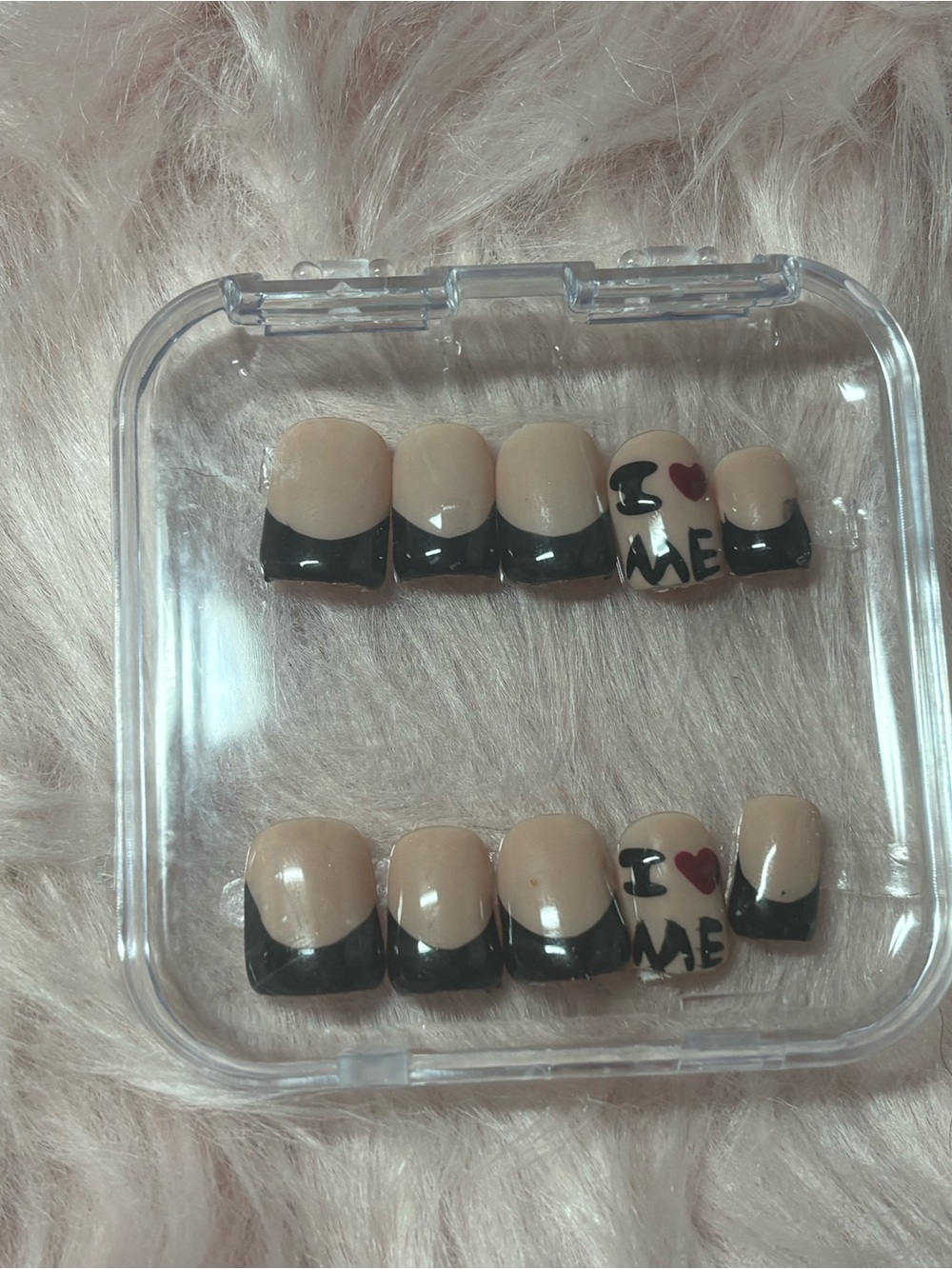 Nude & Black 'I ♥ Me' Press-On Nail Set